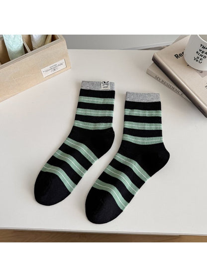 Rufia - Color-Block Striped Casual Women's Crew Socks