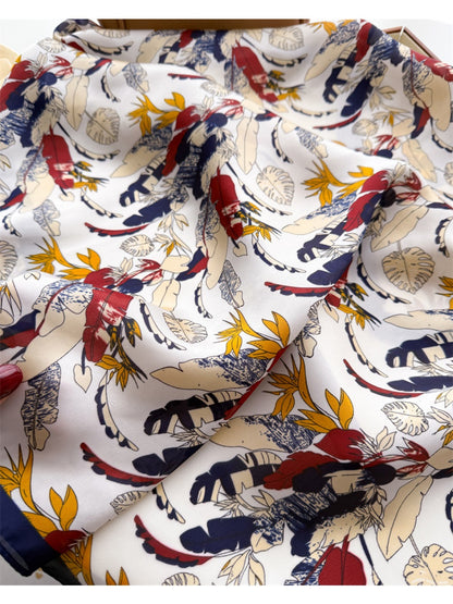 Scarvii - Square Scarf with Feather & Floral Print