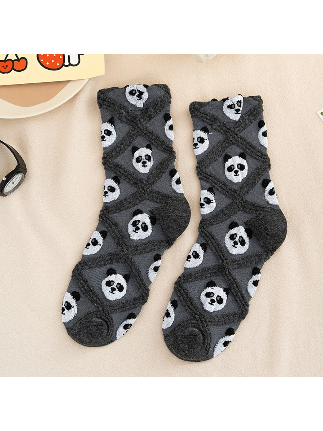 Rufia - Cozy Bear Pattern Crew Socks