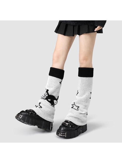 Cozyra - Skull and Star Reversible Mesh Leg Warmer