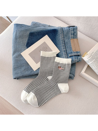 Rufia - Striped Embroidered Crew Socks product image 5