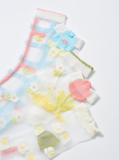 Rufia - Garden Bloom Sheer Crew Socks