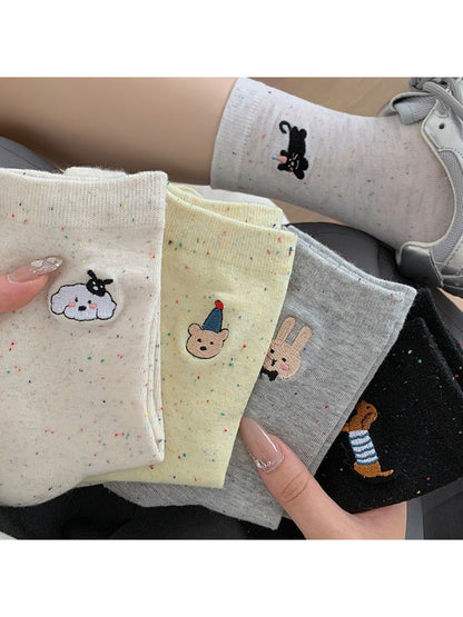 Rufia - Playful Animal Embroidery Crew Socks product image 1
