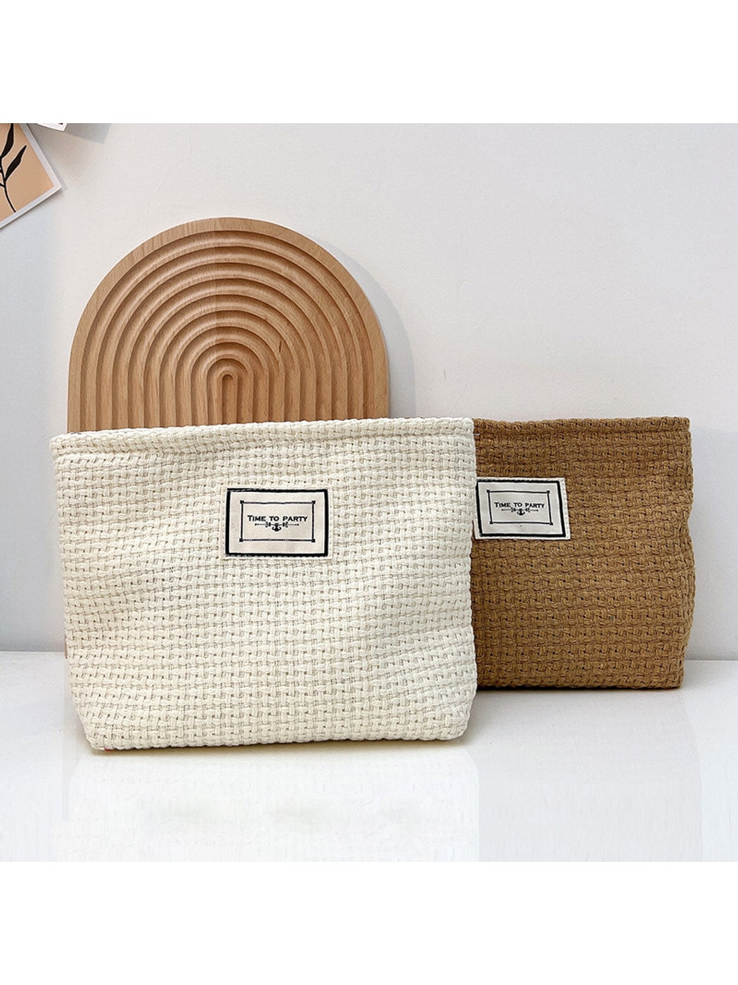 Cosbai - Woven Style Zipper Cosmetic Storage Bag