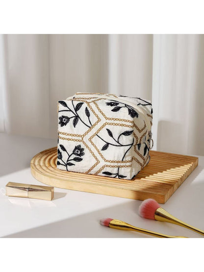 Cosbai - Women's Floral Print Handheld Cosmetic Bag