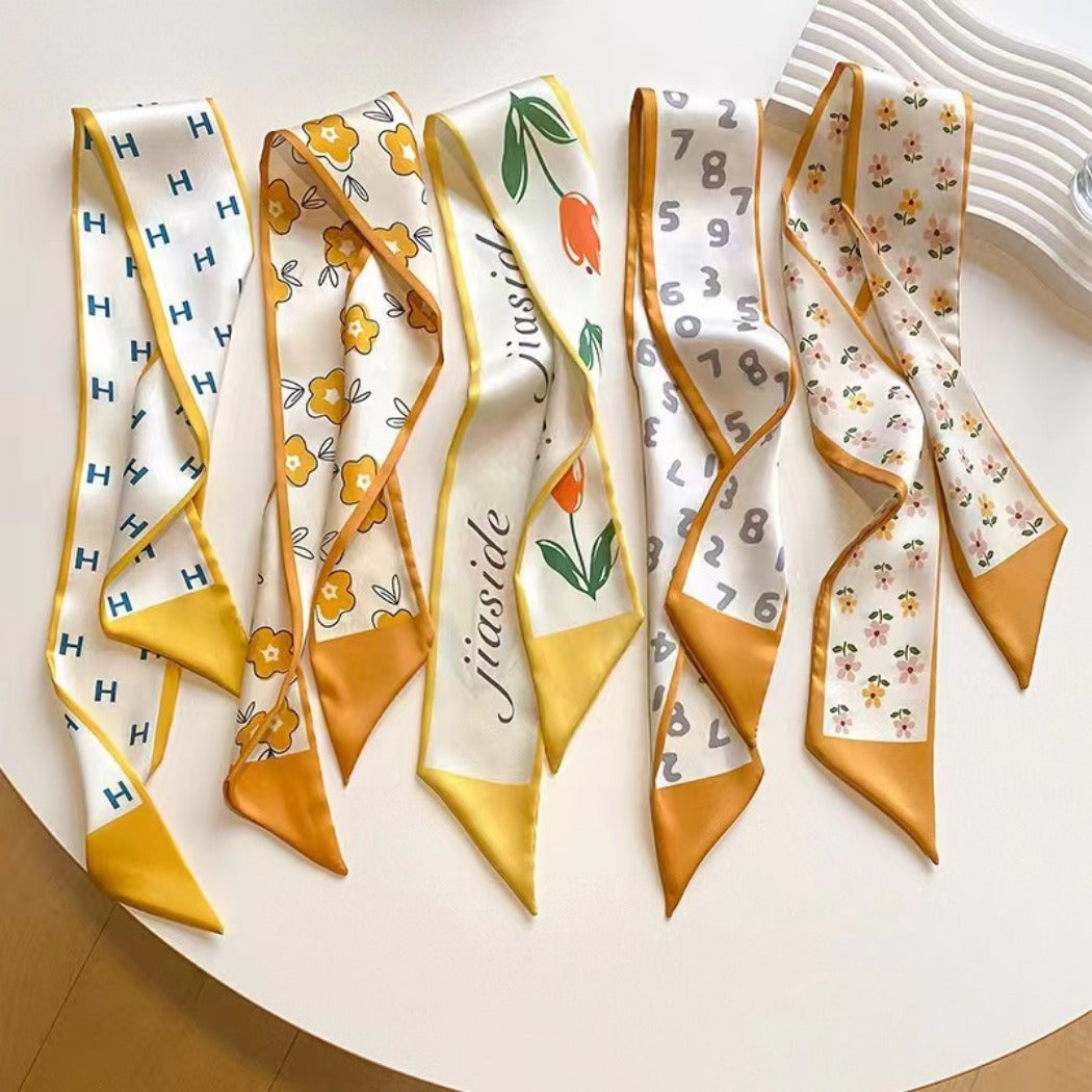 Scarvii - Yellow Floral Neck Scarf - Cheerful & Pretty