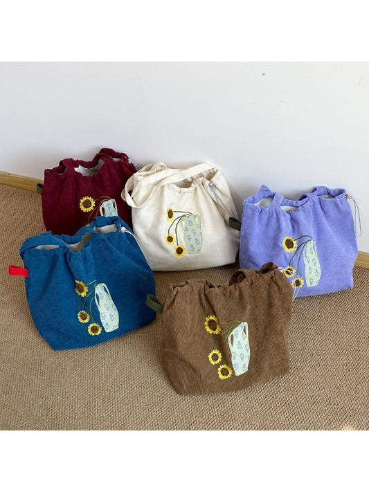 Cosbai - Sunflower Drawstring Tote Bag