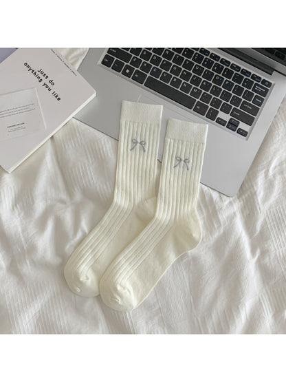 Rufia - Soft Rib Knit Bow Crew Socks