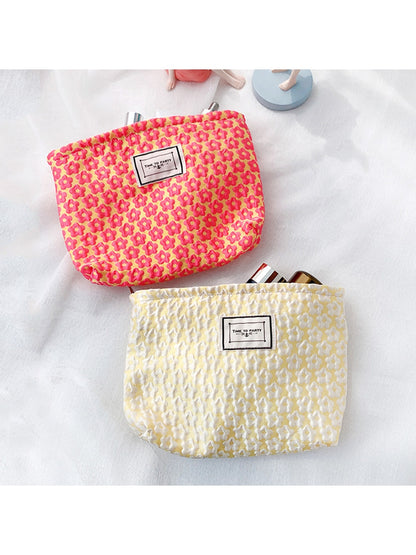 Cosbai - Floral Jacquard Zipper Makeup Storage Bag
