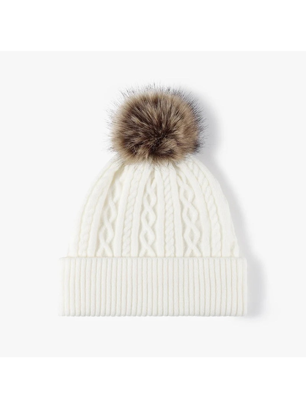 Haila - Cable-Knit Fleece-Lined Pom-Pom Beanie