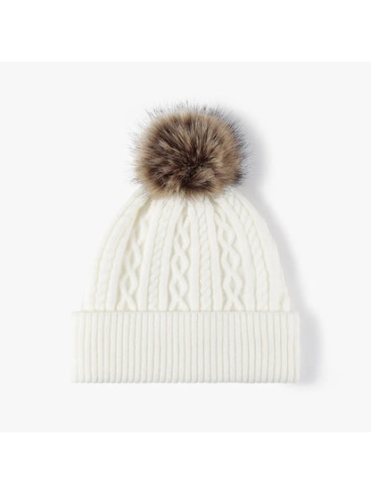 Haila - Cable-Knit Fleece-Lined Pom-Pom Beanie
