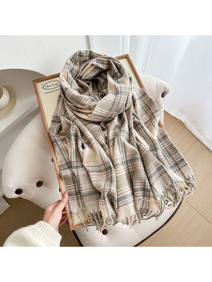 Scarvii - Classic Plaid Fringed Winter Scarf