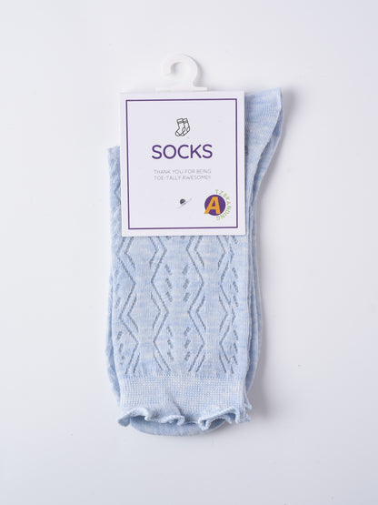Rufia - Solid Color Picot-Edge Ankle Socks