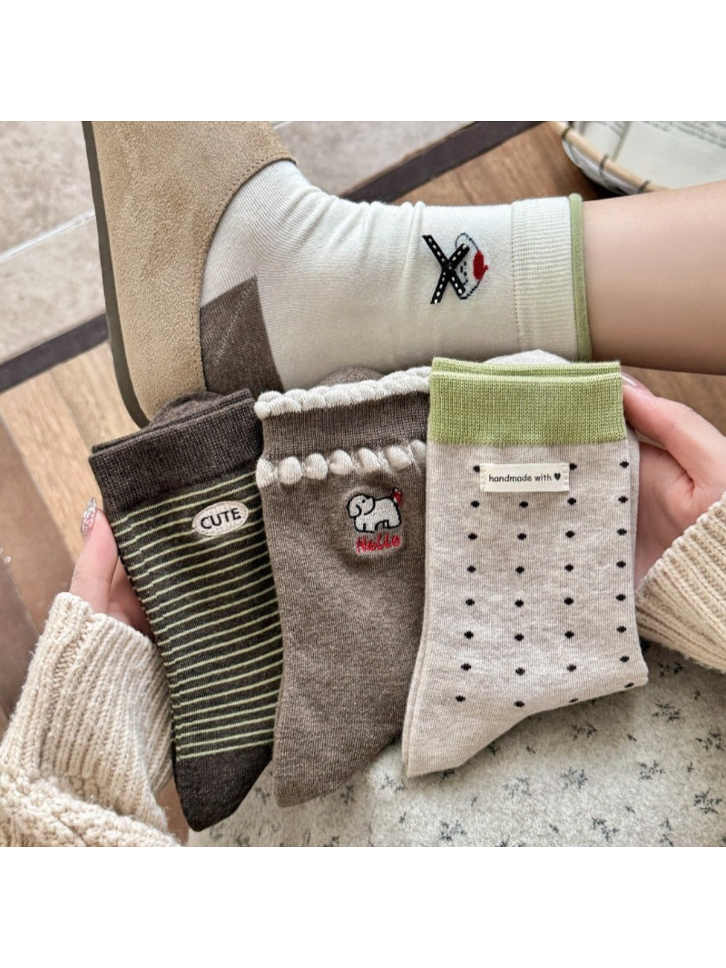 Rufia - Polka Dot & Stripe Crew Socks