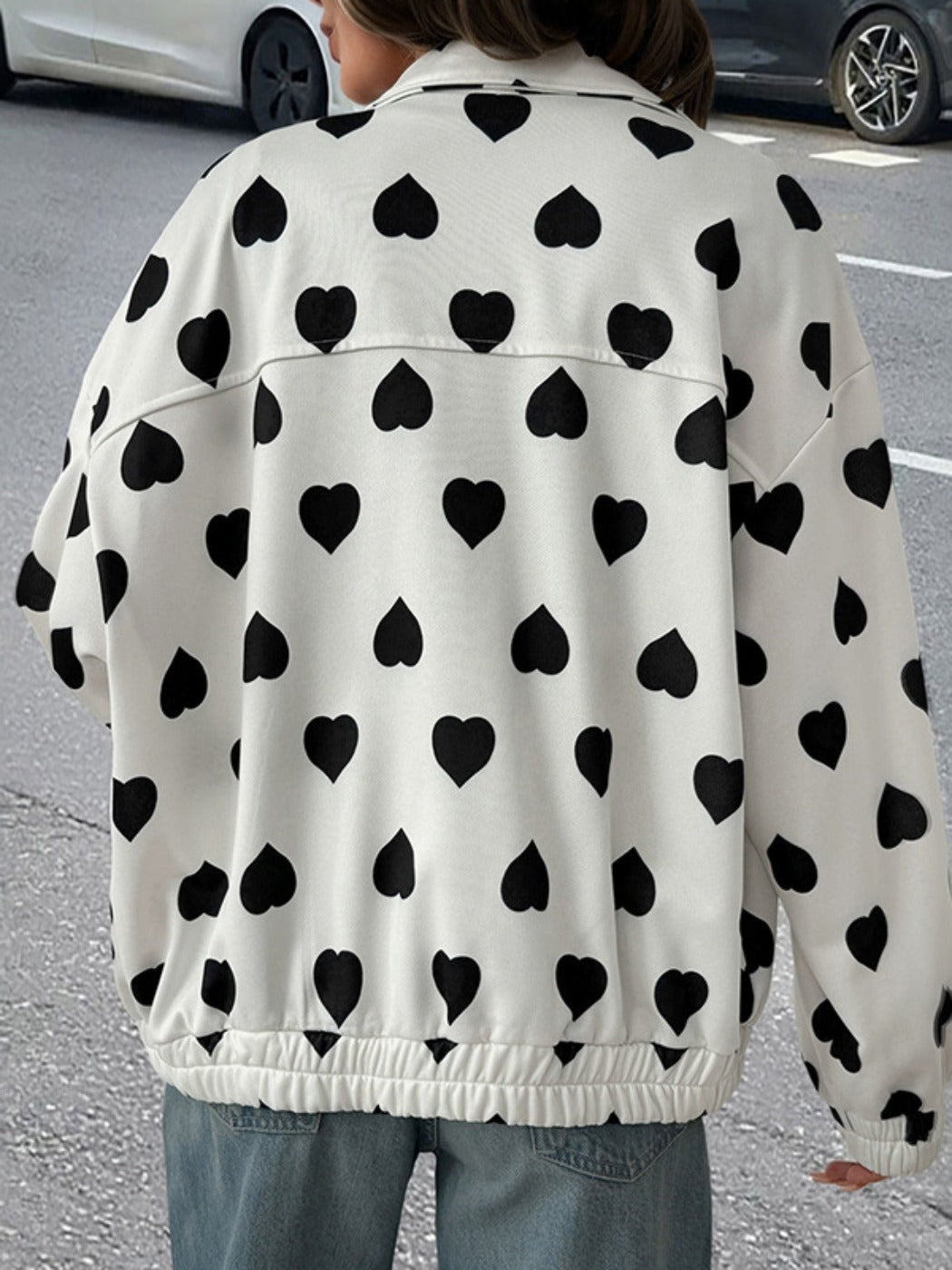 Crosa - Sweet Street Heart Zip Up Jacket Sweater