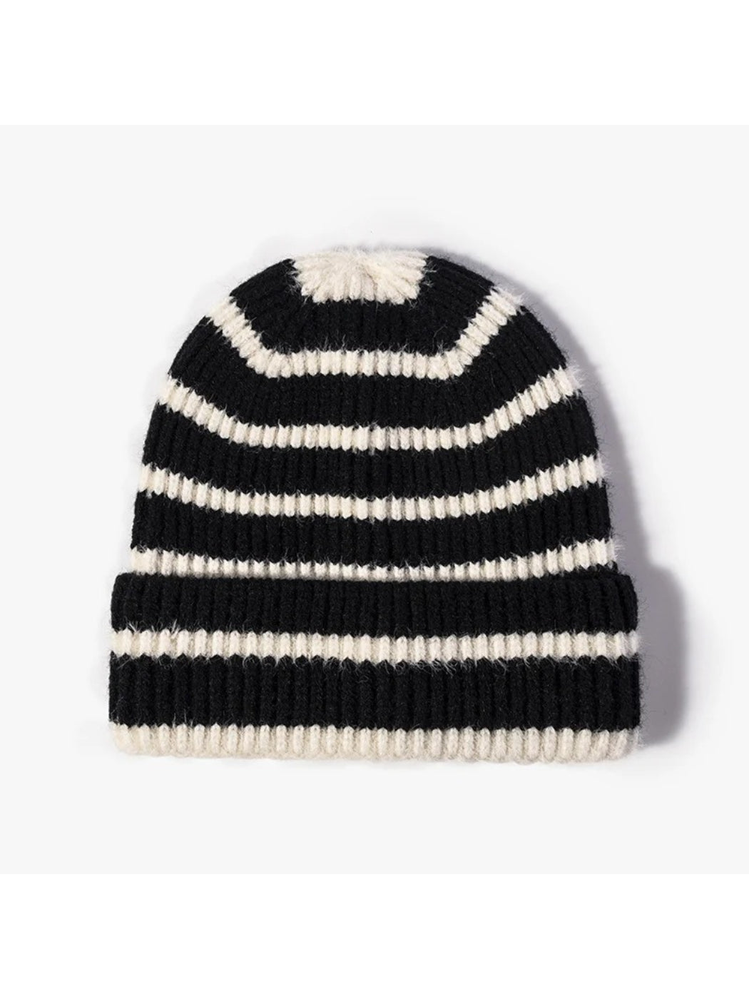 Haila - Striped Roll-Edge Knit Beanie