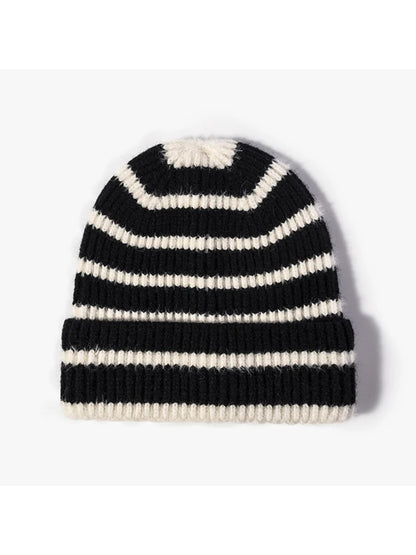 Haila - Striped Roll-Edge Knit Beanie
