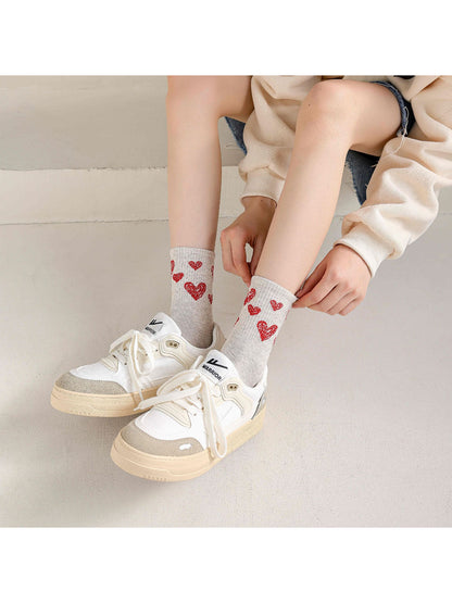 Rufia - Sketch Heart Motif Crew Socks