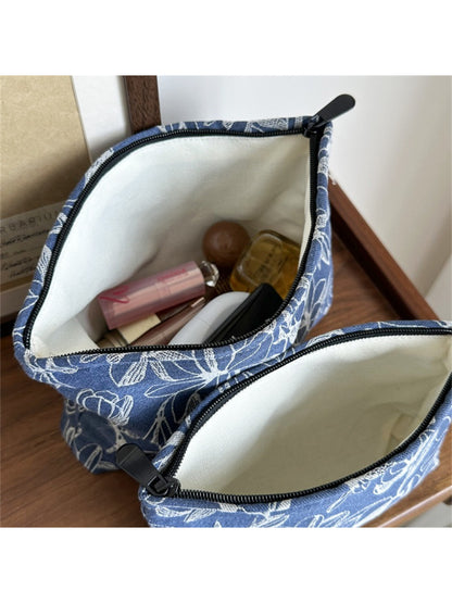 Side view of Cosbai modern floral Cosmetic Bag
