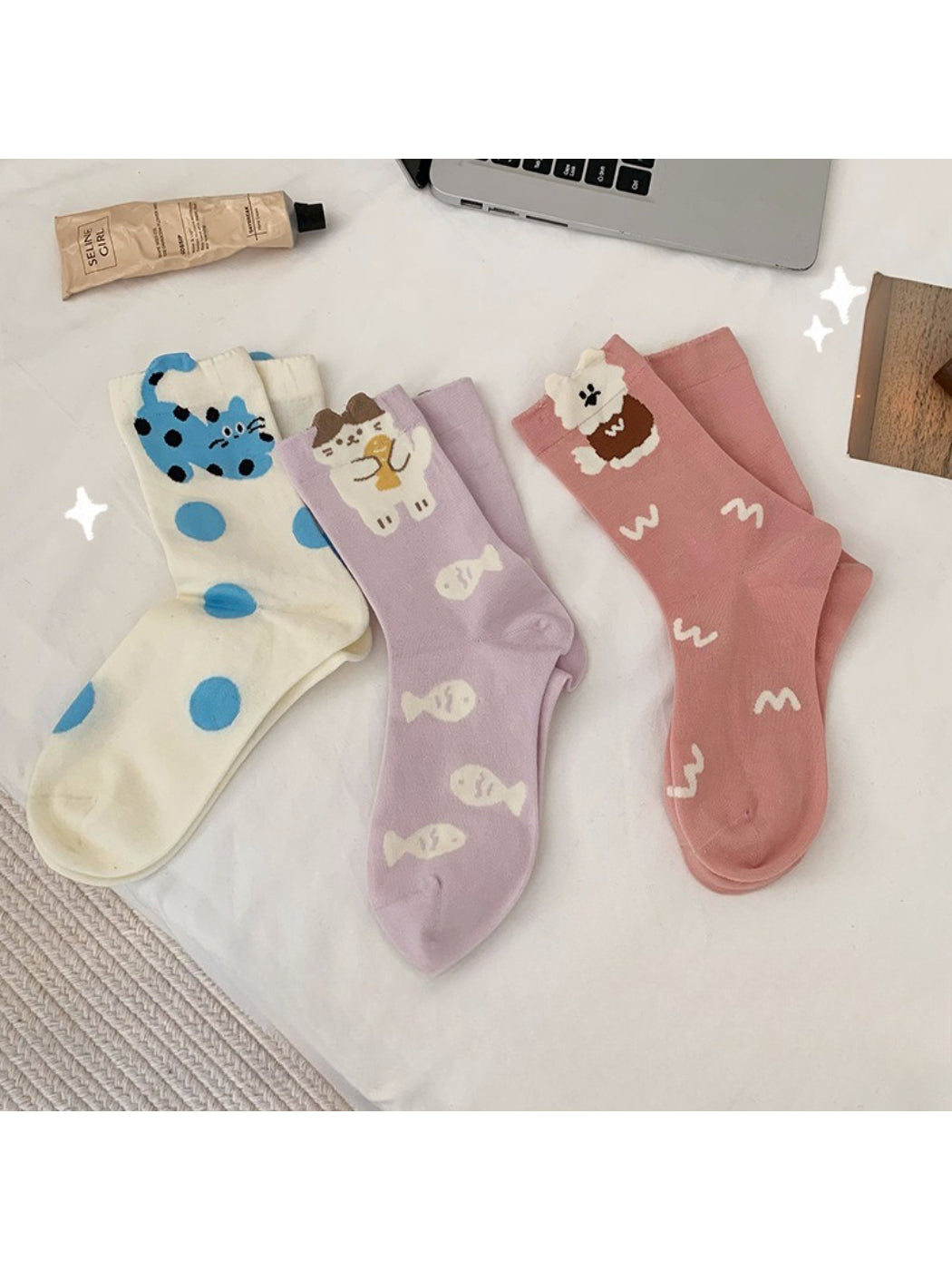 Rufia - Cute Pop-Art Crew Socks