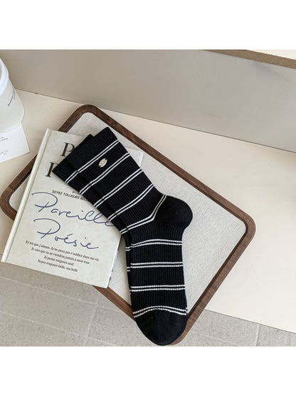 Rufia - Buckled Striped Knitted Capsule Socks for Women