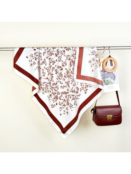 Scarvii Soft Blossom Square Scarf laid flat showing full floral pattern and edges