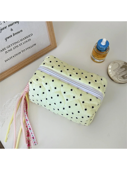 Cosbai - Polka Dot Heart-Quilted Makeup Bag