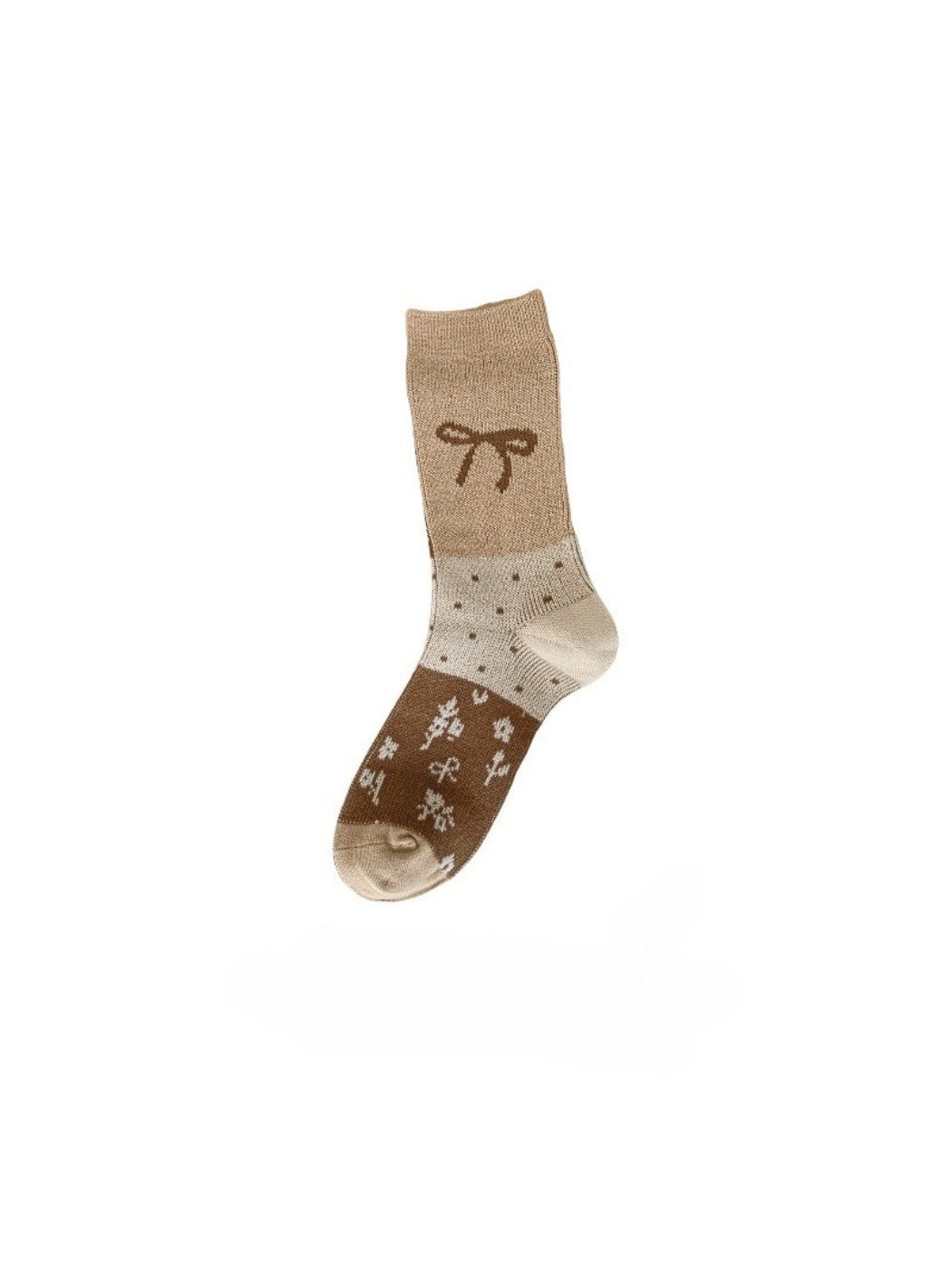 Rufia - Ribbon Motif Colorblock Crew Socks