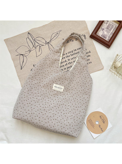 Close-up of floral print and fabric texture on Cosbai Tiny Floral Slouch Tote Bag