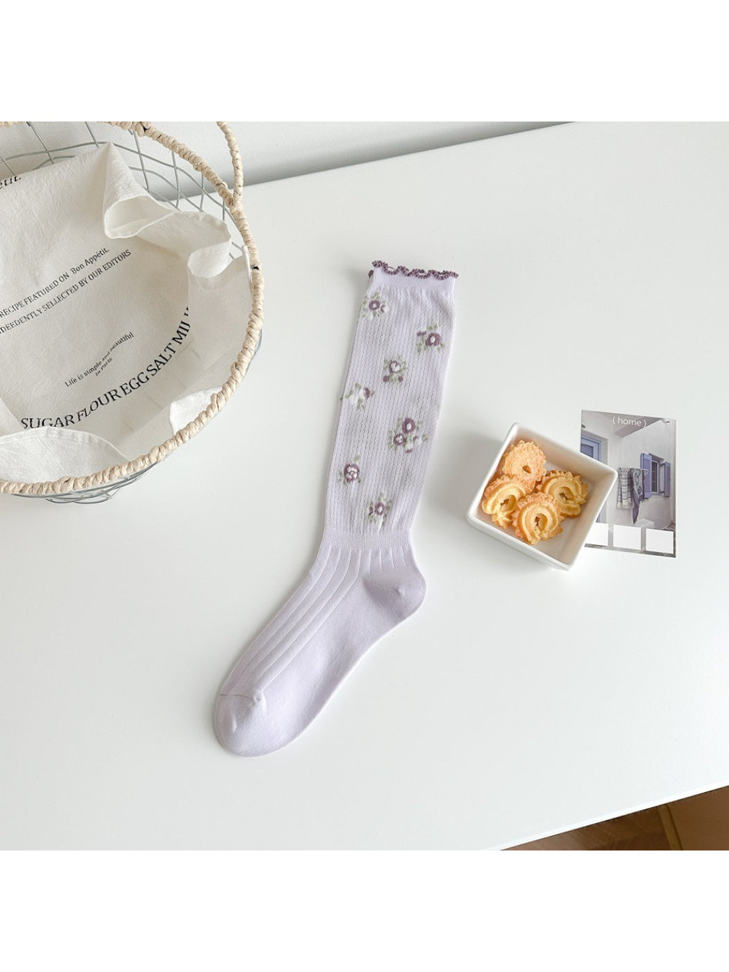 Rufia - Floral Embroidered Ruffle Crew Socks product image 4