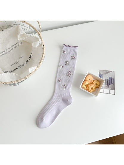 Rufia - Floral Embroidered Ruffle Crew Socks product image 4