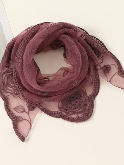 Scarvii - Rose Embroidered Square Scarf & Shawl