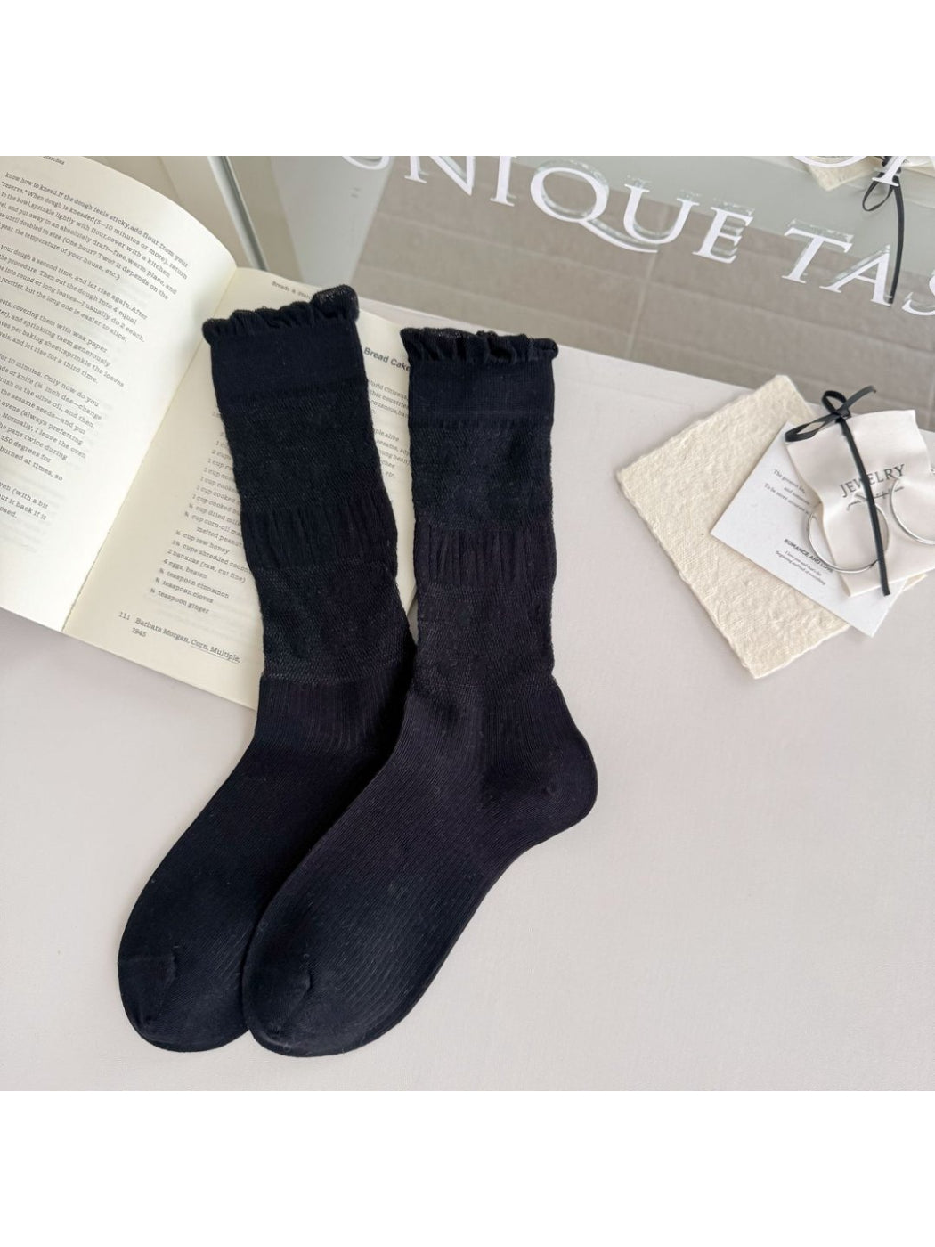 Rufia - Dot Texture Ruffle Cuff Crew Socks product image 7