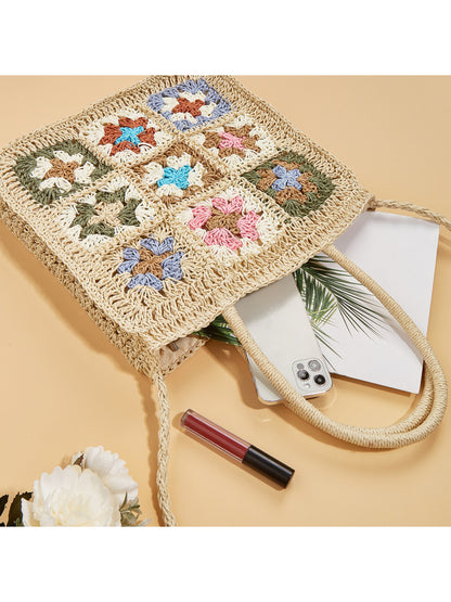 Cosbai Boho Woven Flower Tote Bag product image