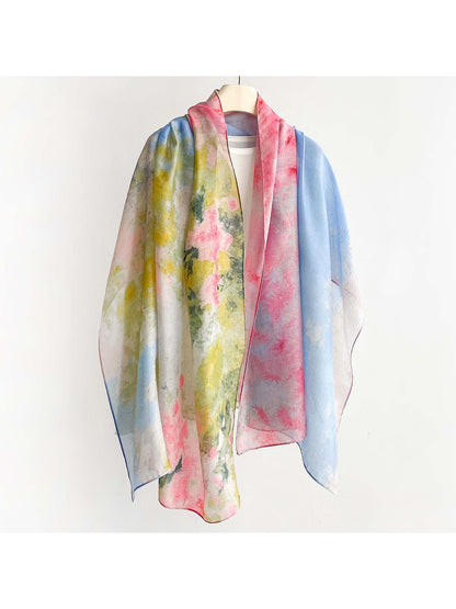 Scarvii - Elegant Marbled Print Summer Wrap Scarf