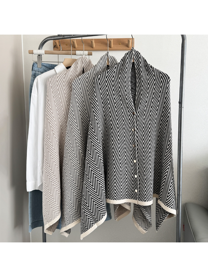 Scarvii - Herringbone Button Front Shawl Wrap