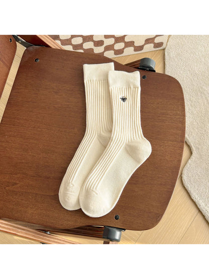 Rufia - Bee Embroidered Ribbed Crew Socks product image 5