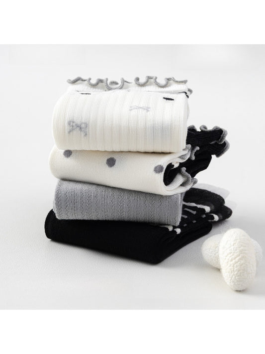 Rufia - Preppy Patchwork Pattern Crew Socks