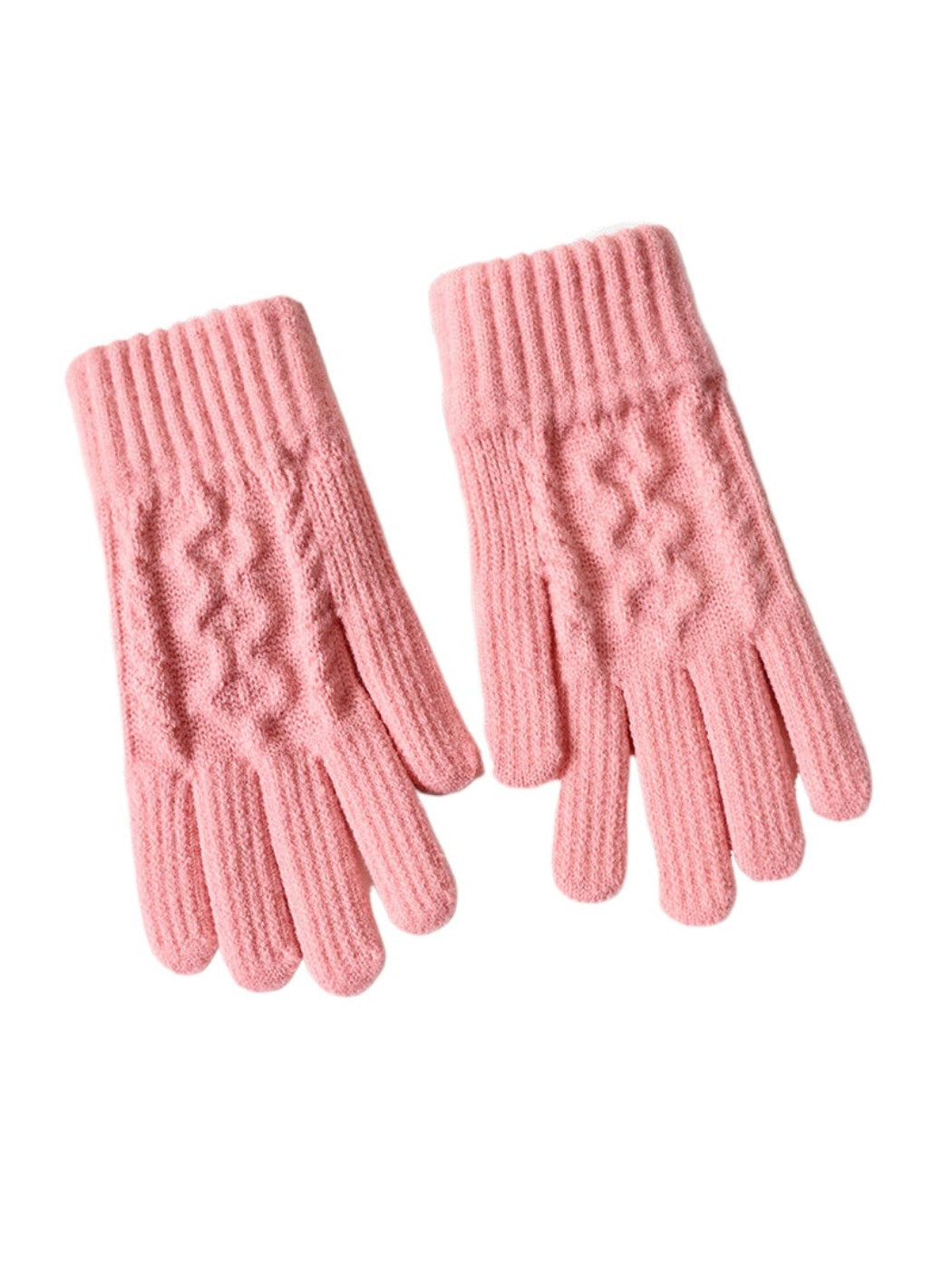 Gloving - Cable-Knit Ribbed Full Finger Gloves