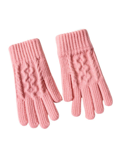 Gloving - Cable-Knit Ribbed Full Finger Gloves