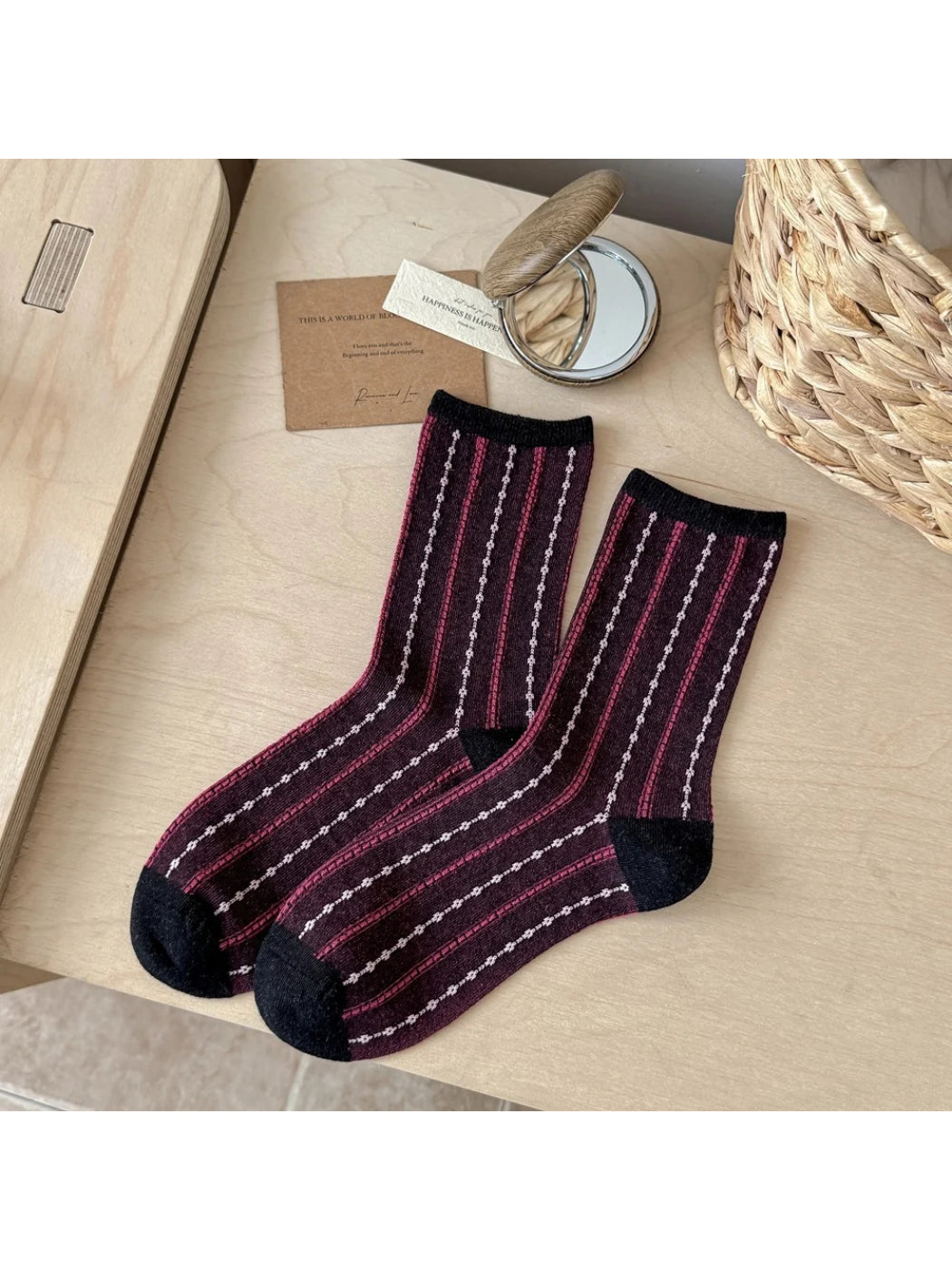 Rufia - Narrow Stripe Contrast Crew Socks