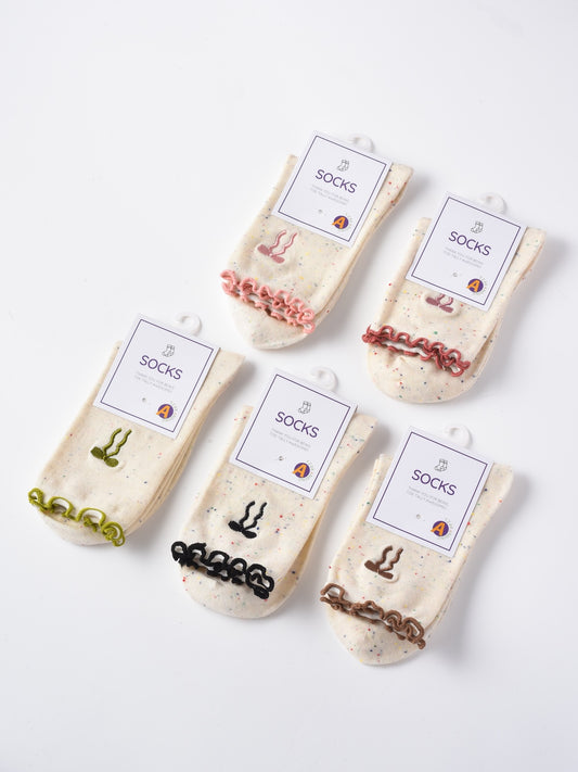 Rufia - Embroidered Bow Mid-Calf Socks