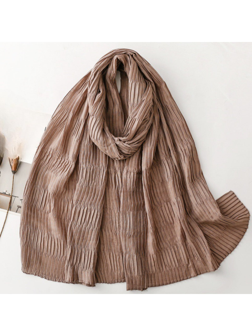 Scarvii - Textured Pleated Finish Long Scarf