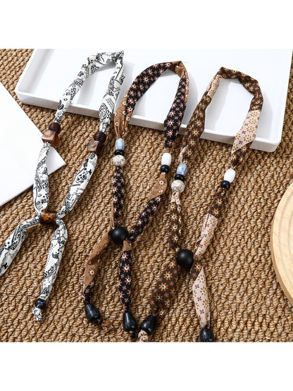 Scarvii - Decorative Long Beaded Fashion Narrow Scarf