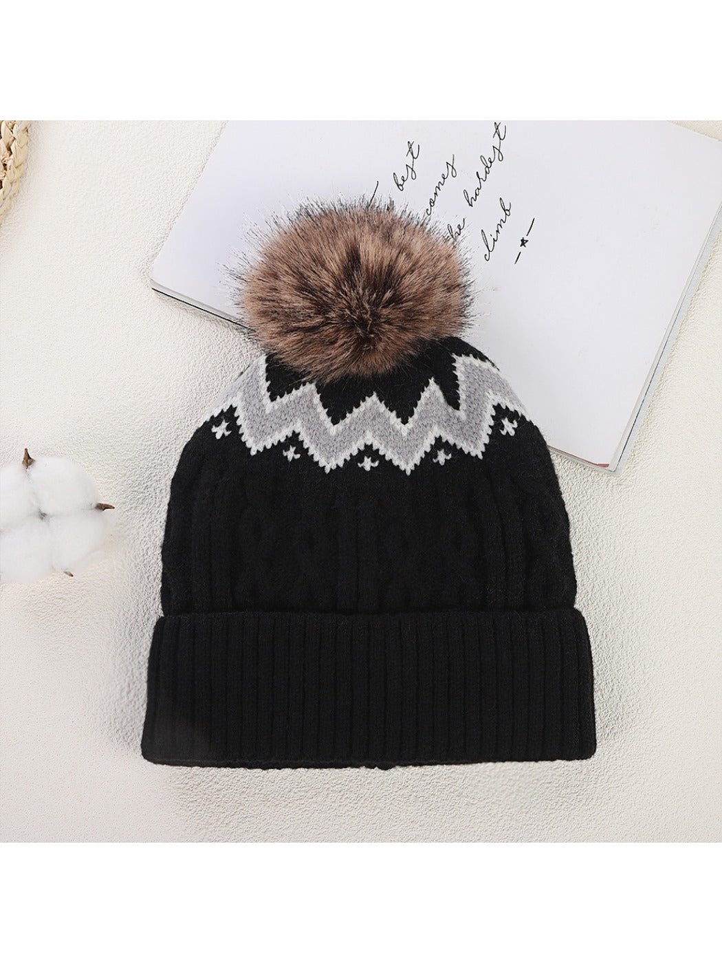 Haila - Winter Thick Knitted Beanie with Pom