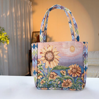 Cosbai - Geometric Lace Botanical & Animal Canvas Tote