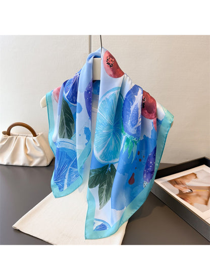 Scarvii Citrus Fruit Print Square Scarf