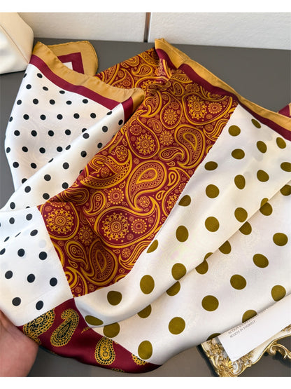 Scarvii - Square Scarf with Paisley & Dots Print