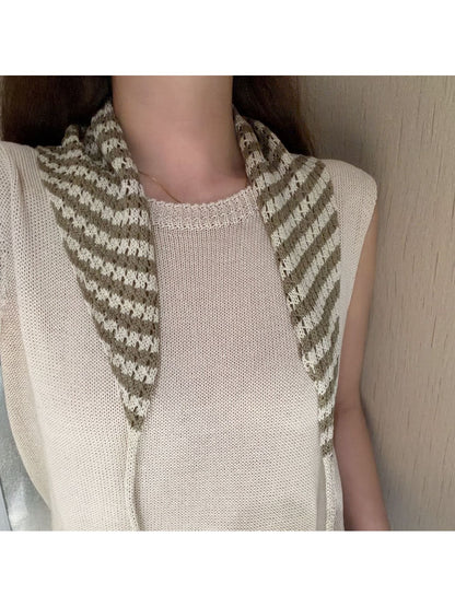Scarvii - Geometric Stripe Tie-End Triangle Scarf