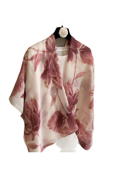 Scarvii - Floral Print Elegant Layering Shawl Scarf